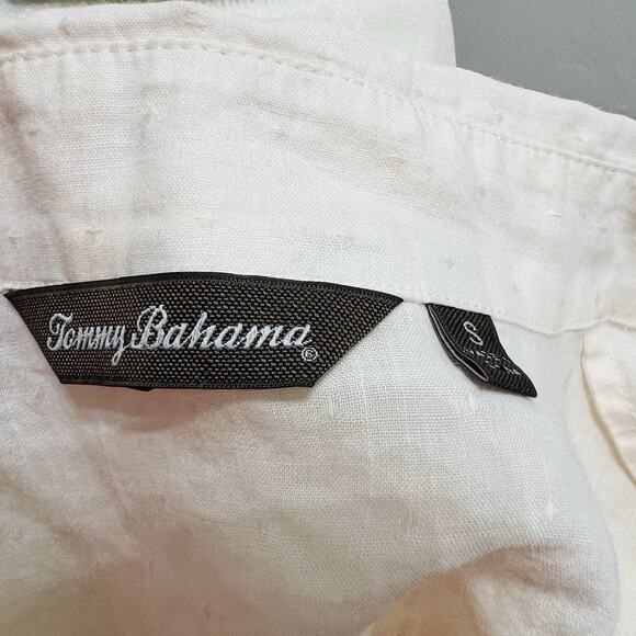 Tommy Bahama 100% Linen Tunic Embroidered Top Womens S Cream 3/4 Sleeve V Neck - Picture 5 of 5